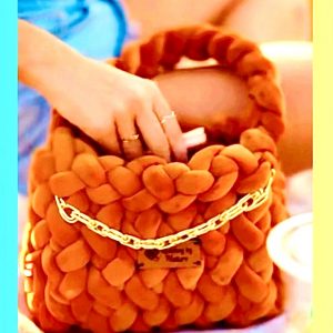 Golden Caramel Basket Weave Purse